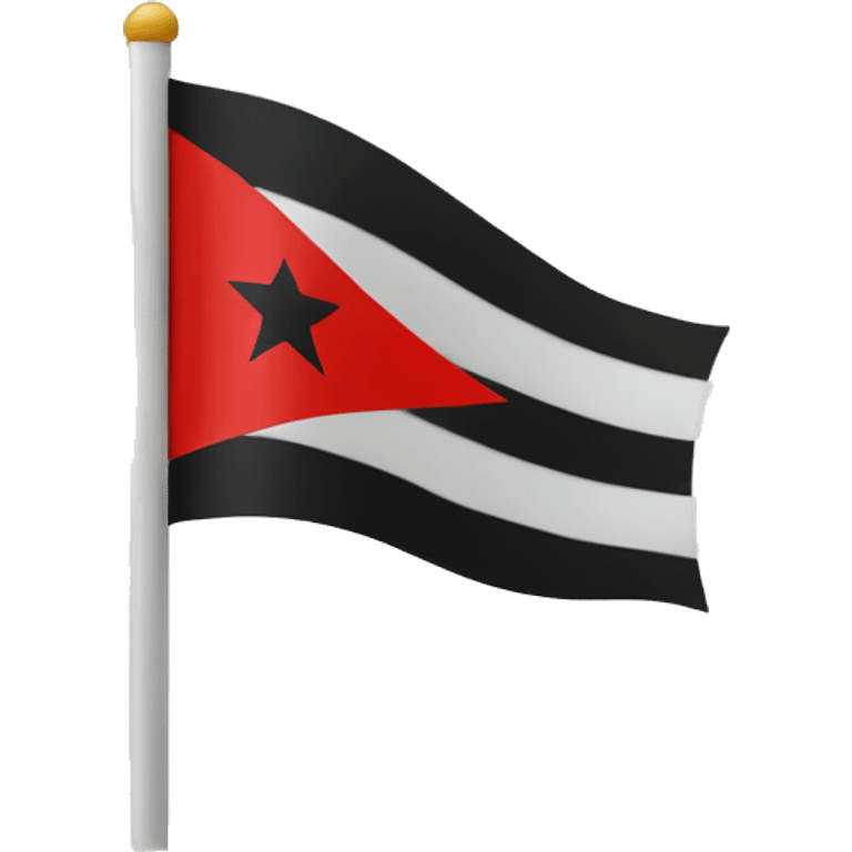 A flag with a red stripe at the top, a white background and a red stripe at the bottom and a black star in the middle emoji