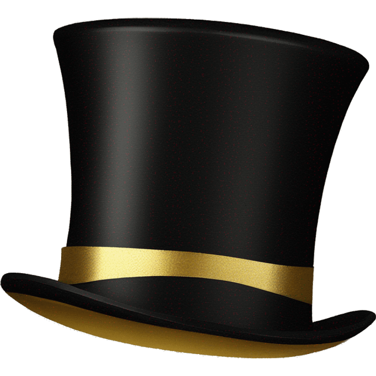 Shiny black top hat with thick gold band emoji