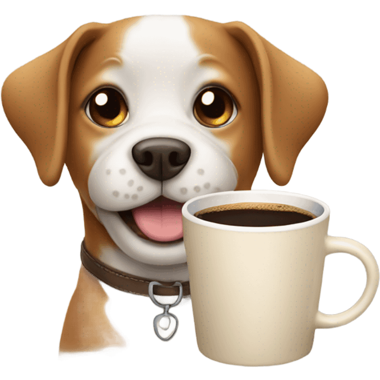 Dog with a coffee emoji