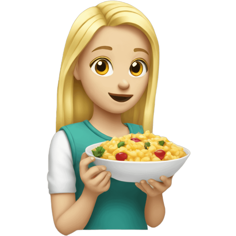 Blondę girl eat emoji