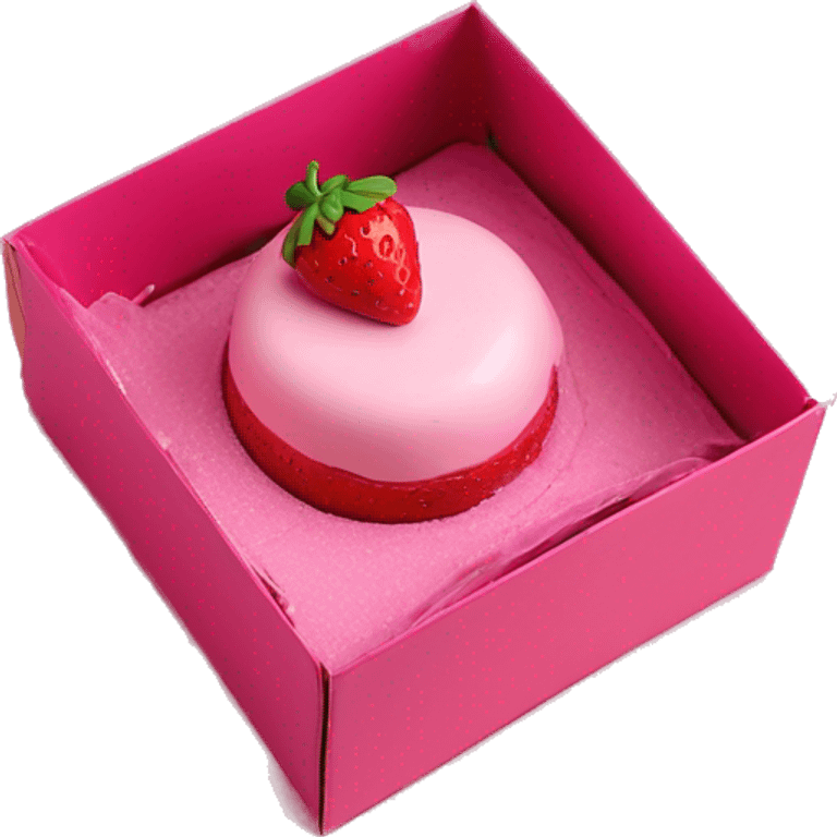 Strawberry dessert in pink chocolate in a Aesthetic gift box emoji