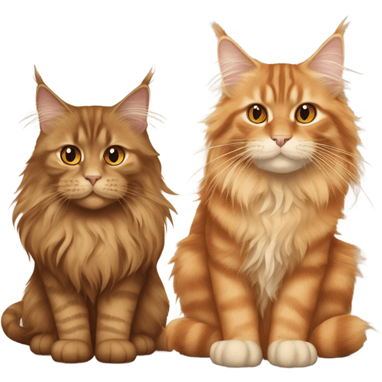 Brown maine coon cat with orange cat emoji