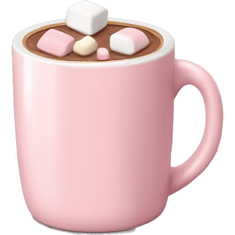 Light Pink mug of hot chocolate with marshmallows  emoji