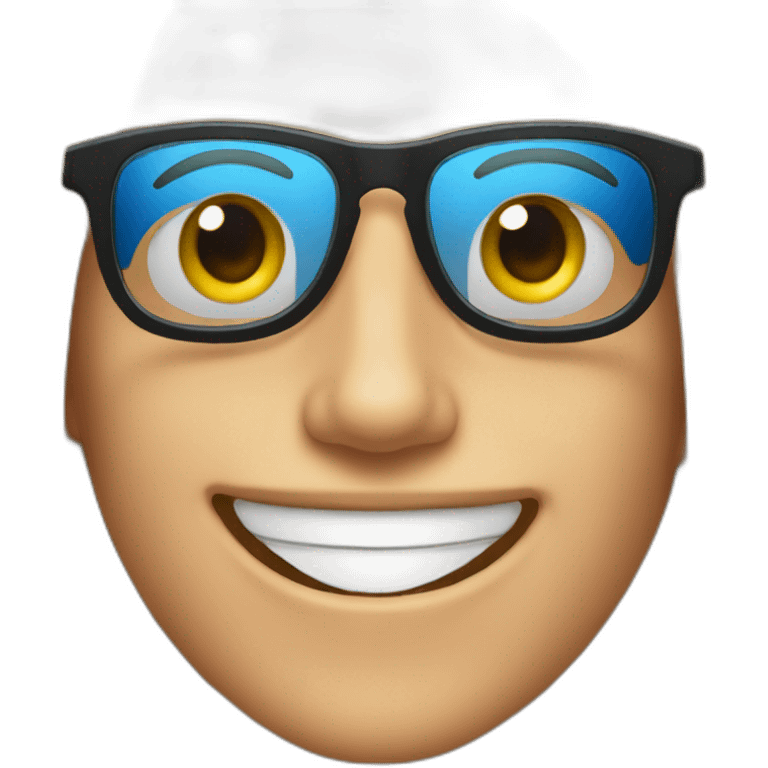 Emoji sonriendo con lentes negros y una gorra de la marca nike  emoji