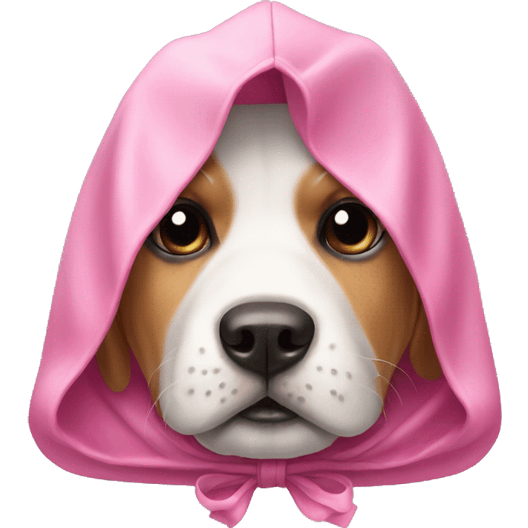 dog wearing a hood with a pink bow  emoji