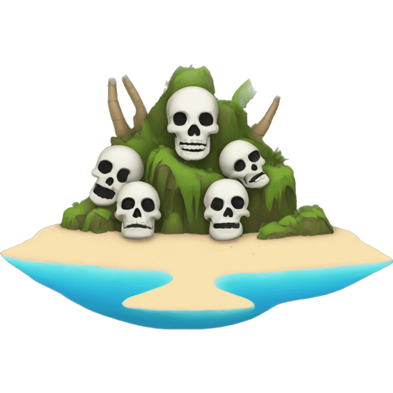 an island made out of skeleton heads emoji