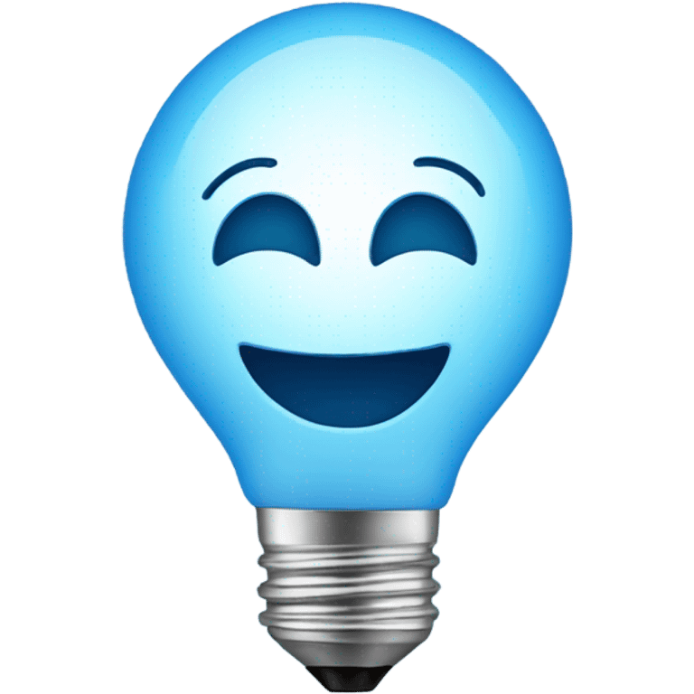 A blue bulb laughing emoji