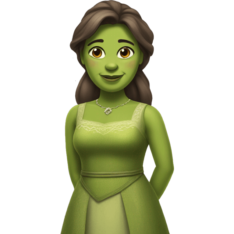 female Shrek with green dress emoji