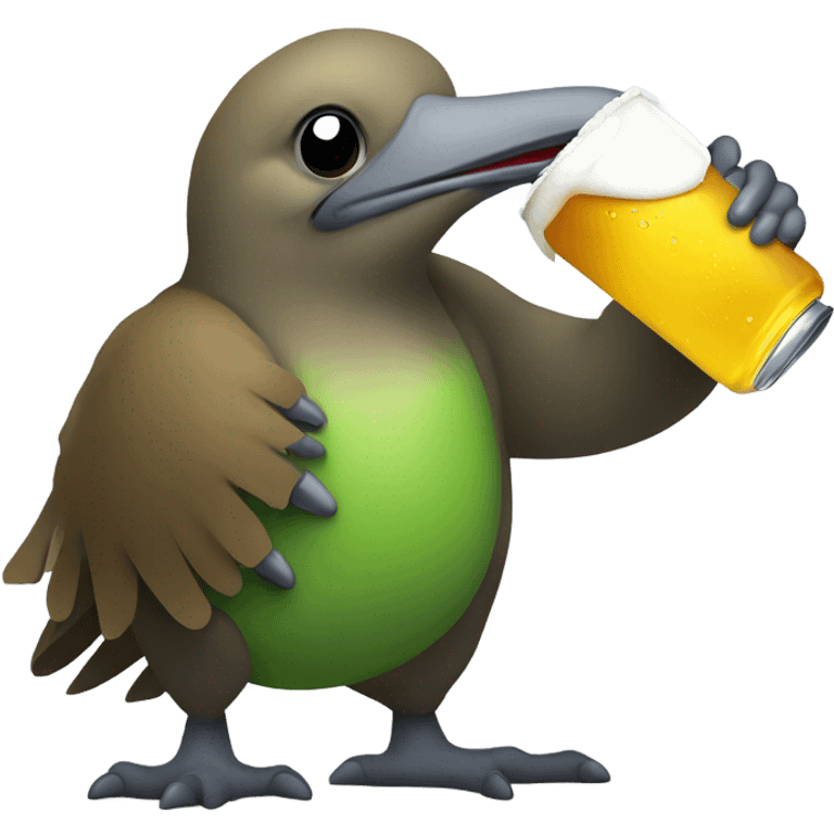 kiwi bird drinking a beer emoji