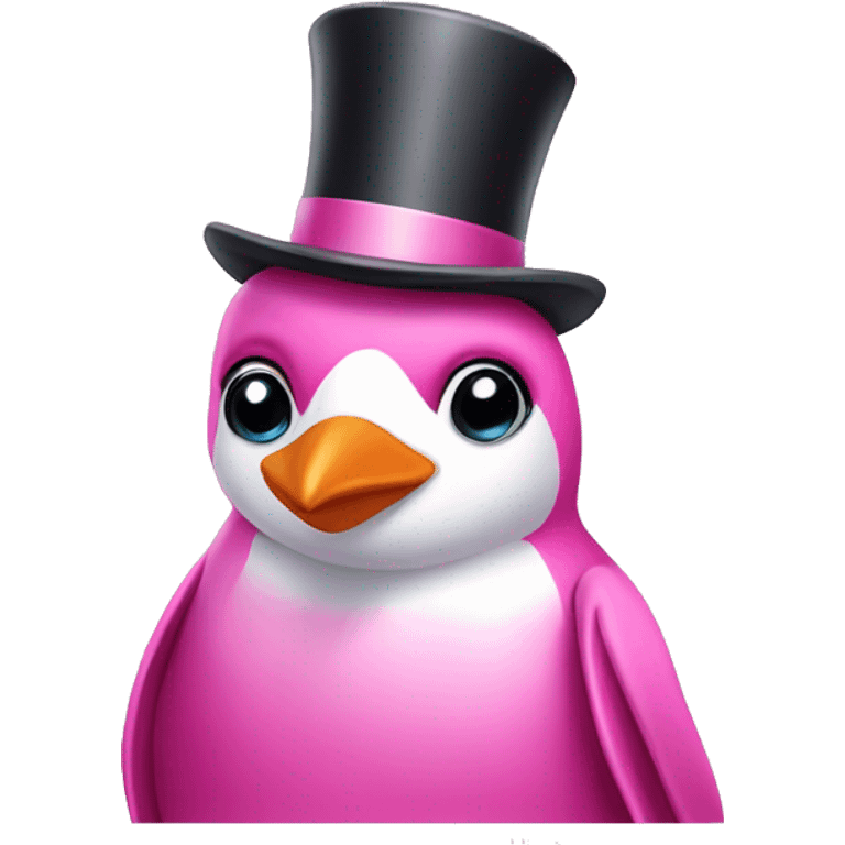 Top hat Pink penguin  emoji