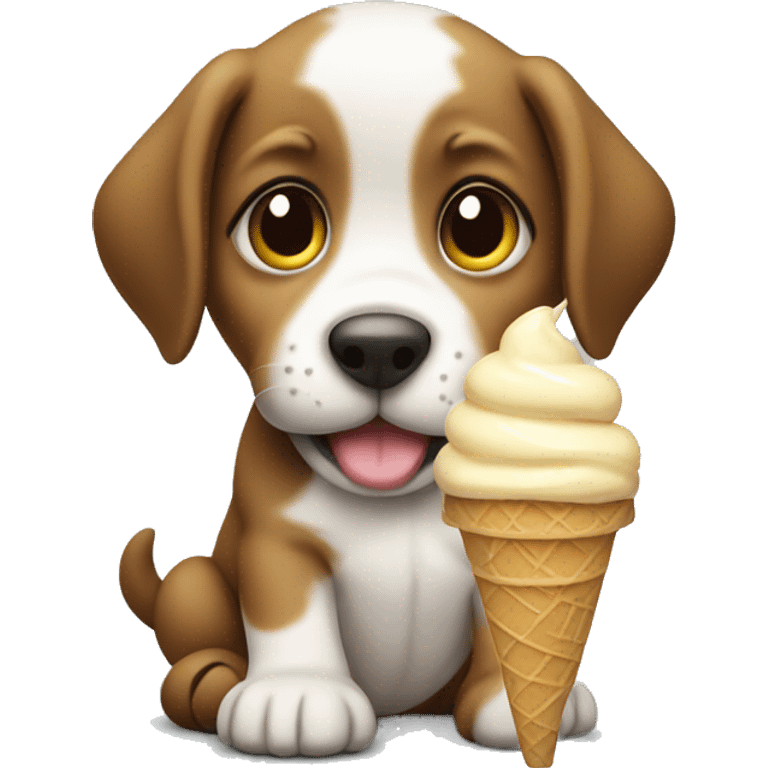 puppy eating ice cream emoji