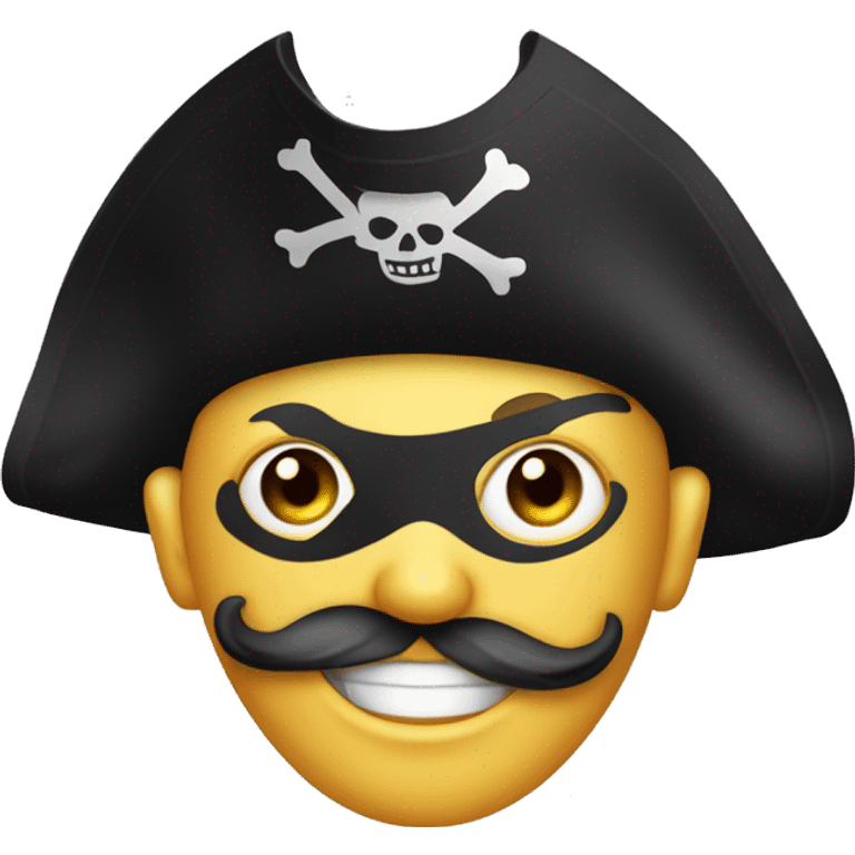 un pirate avec une assiette et un masque de fête, pour représenter le dîner en costume emoji