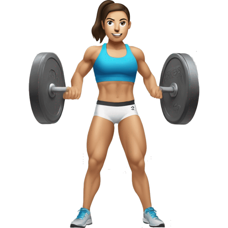 White brunette Female athlete doing snatch crossfit emoji