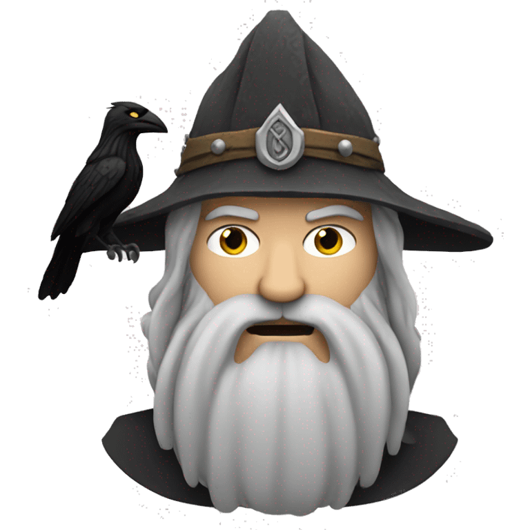 The god Odin with a crow, long viking beard emoji