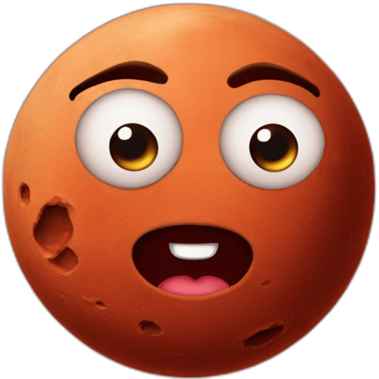 planet Mars with a cartoon face with rolling eyes emoji