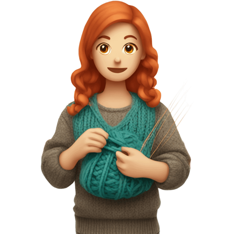 Red headed woman knitting  emoji