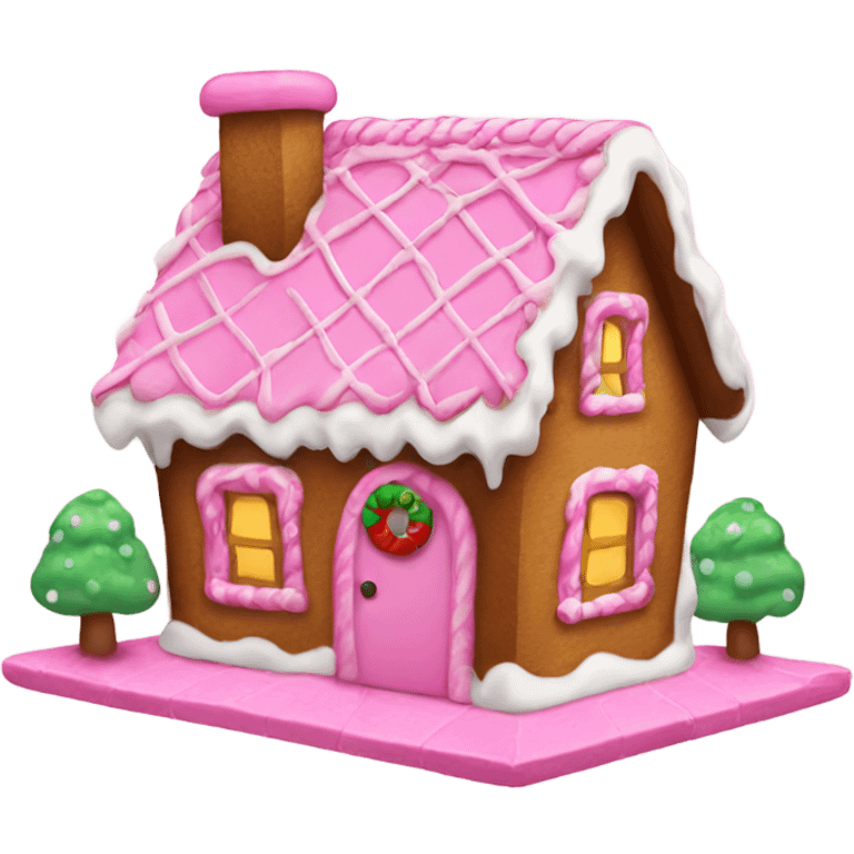 A pink gingerbread house emoji