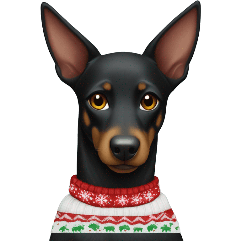 Black Australian kelpie with white Christmas sweater  emoji