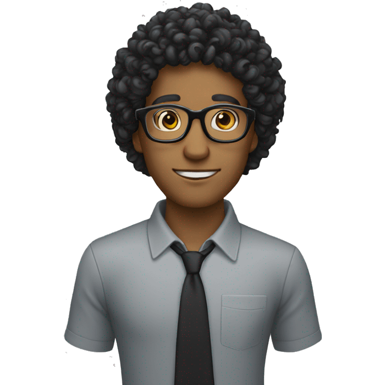 Black curly hair thanned guy teacher glasses emoji