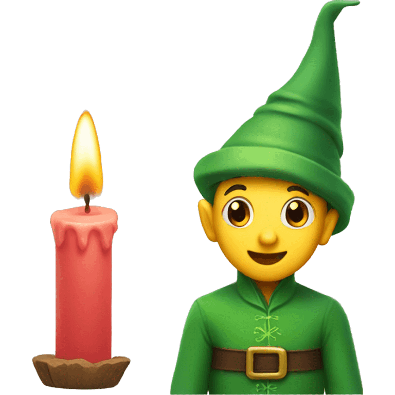 Candle with a elf inside  emoji