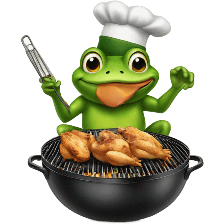 Frog grilling chicken  emoji