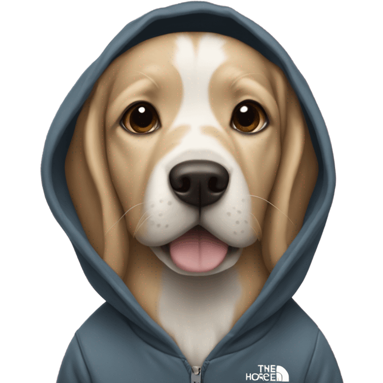 Dog wearing a north face hoody  emoji