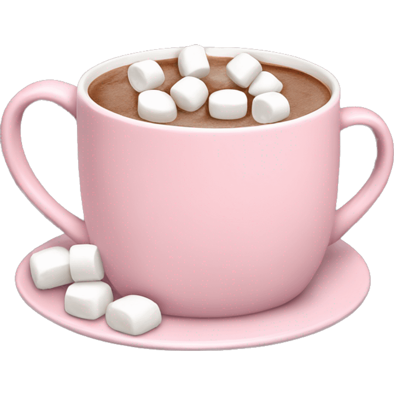 Light Pink mug of hot chocolate with marshmallows  emoji