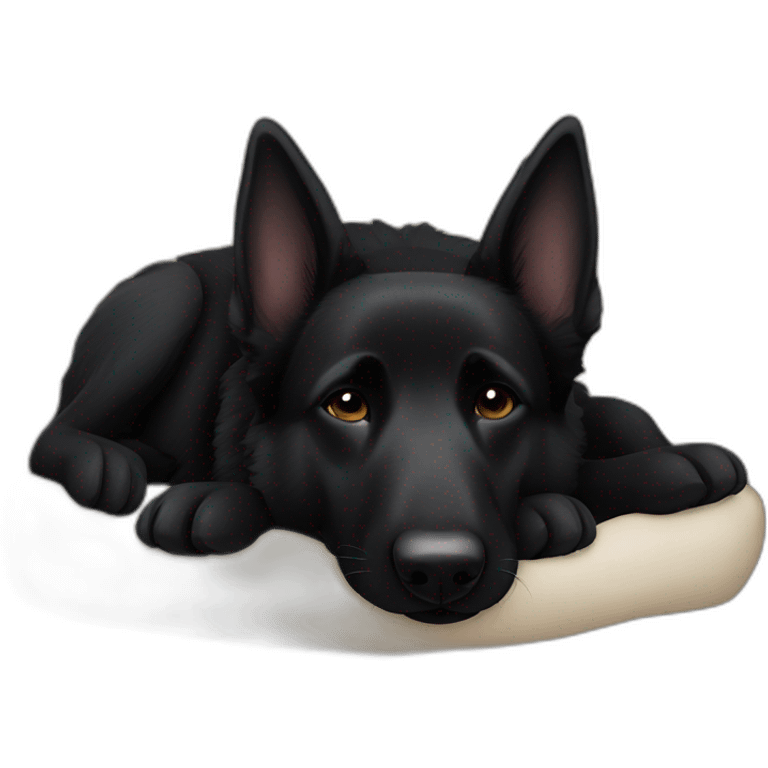 Black German shepherd sleeping emoji