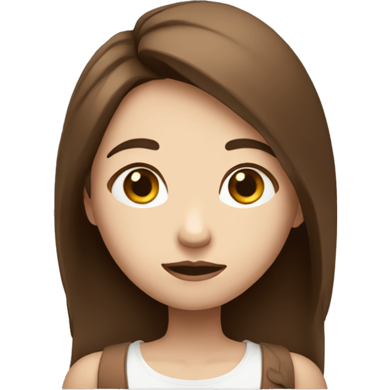 girl shrugging with long brown hair and white skin shrugging emoji