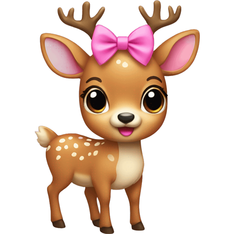 Cute deer wearing a pink bow emoji