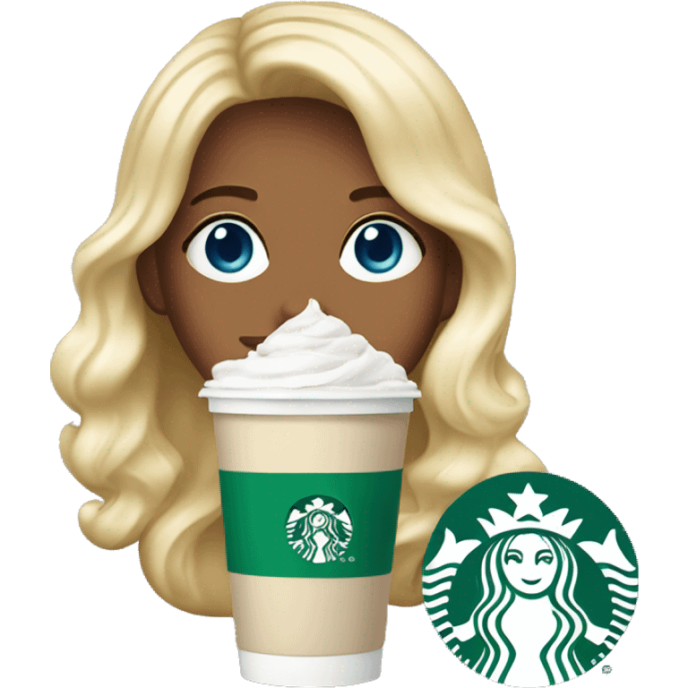 Starbucks cup drink with blonde girl blue eyes  emoji