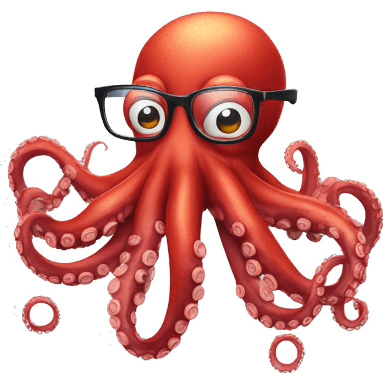 red cartoon octopus thinking with glasses emoji