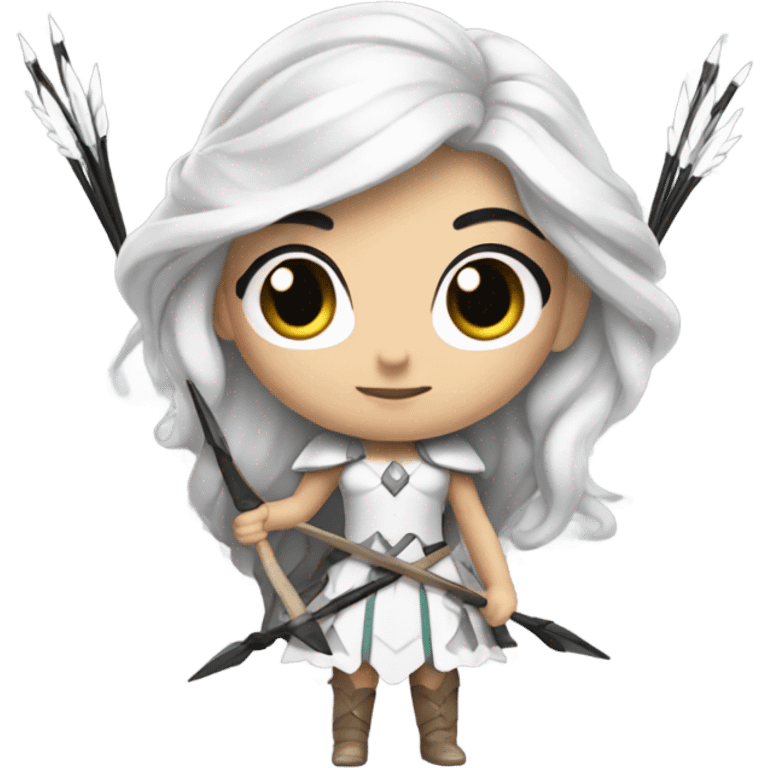 Supercell White skin princess black hair with bow and 3 arrows emoji