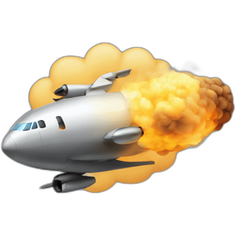 Bomb with plane coming out of the smoke emoji