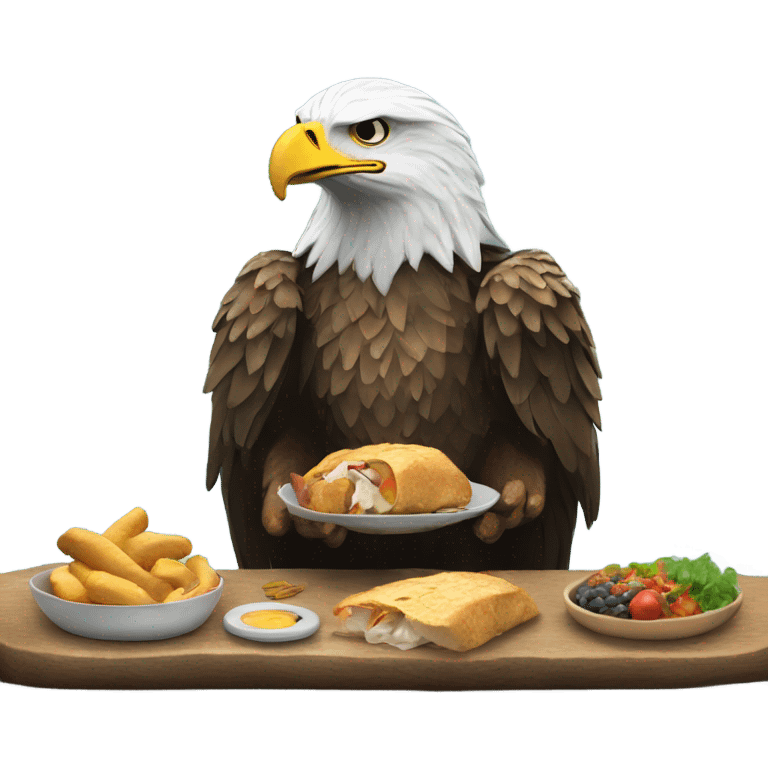 Eagle eating lunch on a river emoji