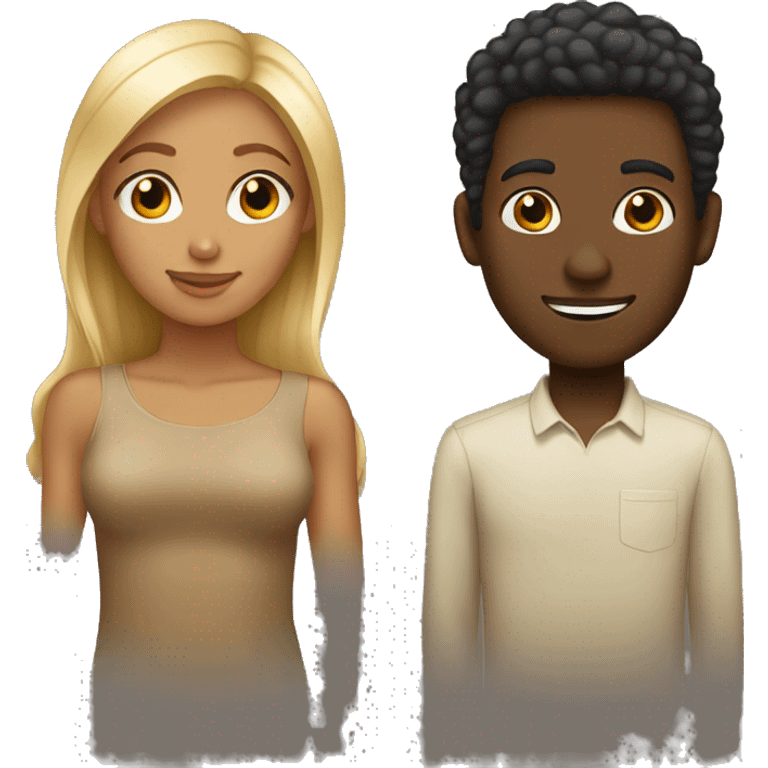 Black girl and blond man emoji