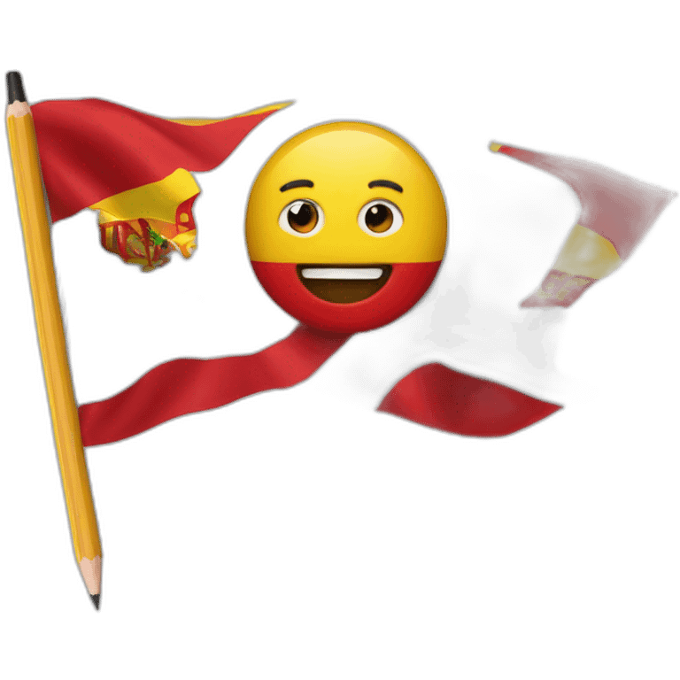 superhero pencil wearing a spain flag emoji