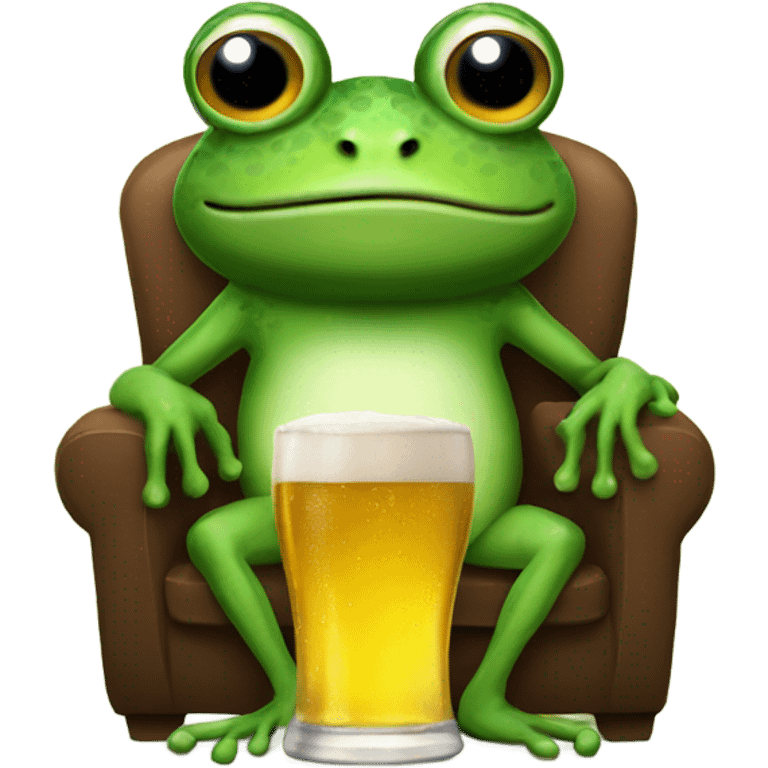 Frog drinking beer while watching tv emoji