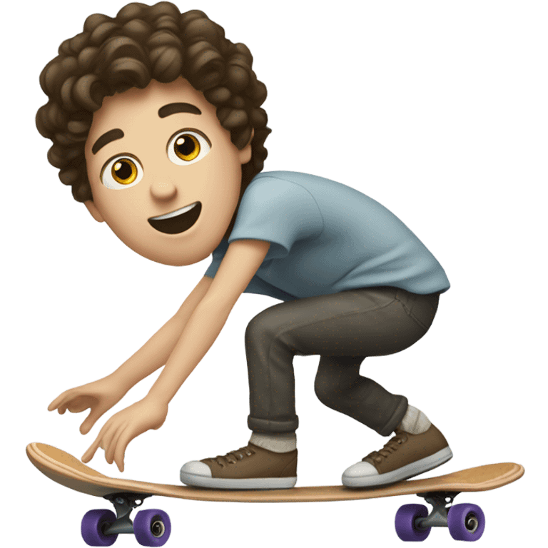 Skateboarding brunette white pale boy riding a skate board emoji