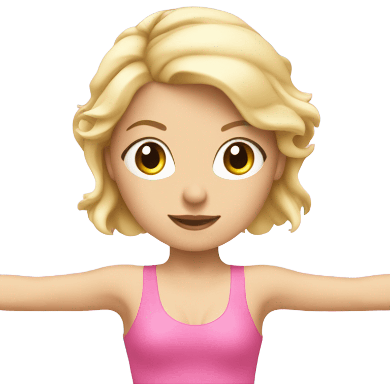 Blonde girl wearing pink doing reformer pilates emoji