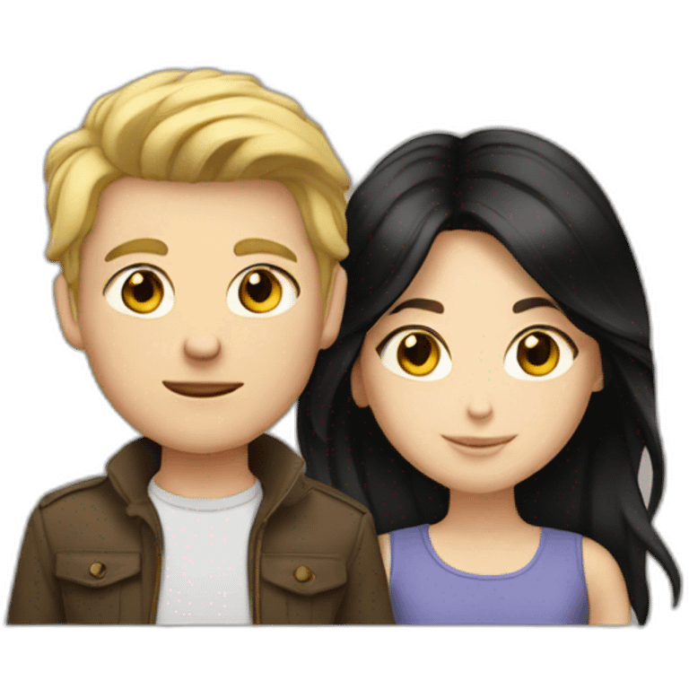 One white boy and white girl with black hair emoji