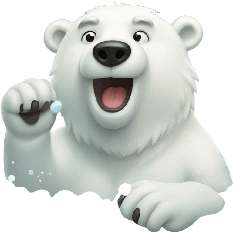 Polar bear taking a bath emoji