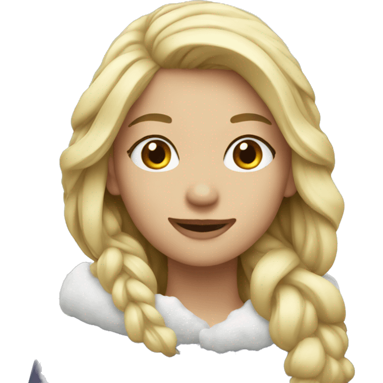 blond girl with snow emoji