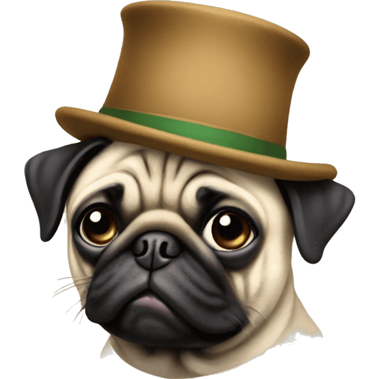 pug with hat  emoji