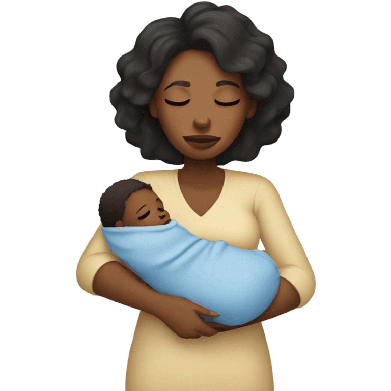 tired black mom holding baby boy emoji