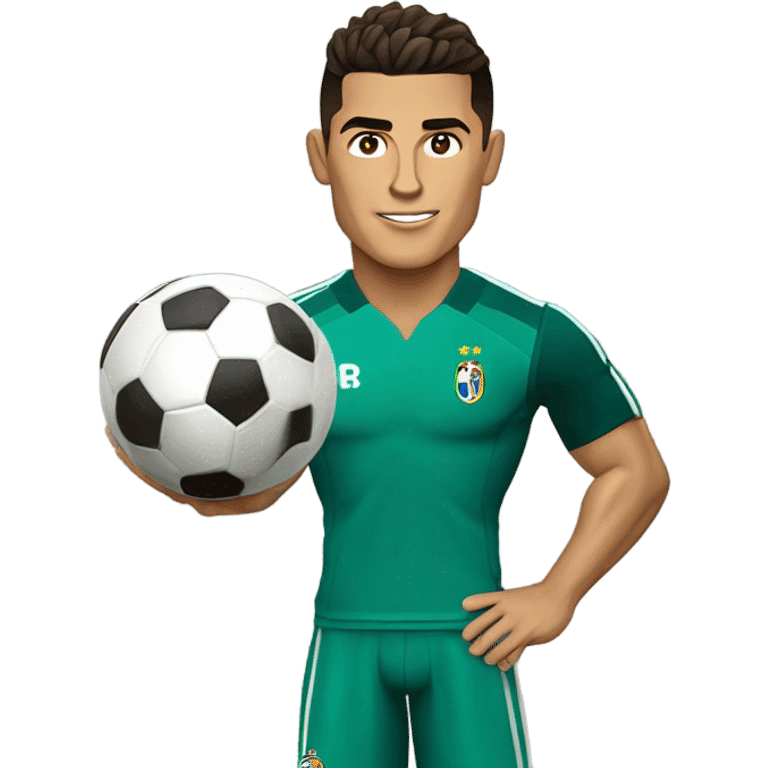 full-length football player Cristiano Ronaldo with a ball emoji