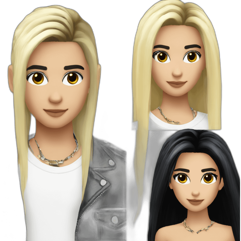 Bill Kaulitz black hair down with blonde highlights eyeshadow emoji