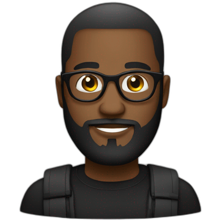 You Black Male Programmer With Beard & Round Glasses Wearing All Black emoji