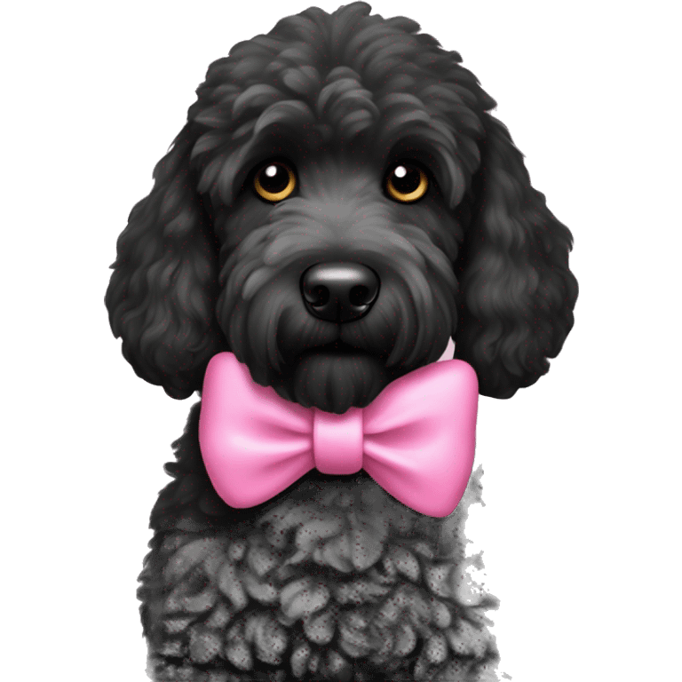 Black Goldendoodle with pink bow emoji