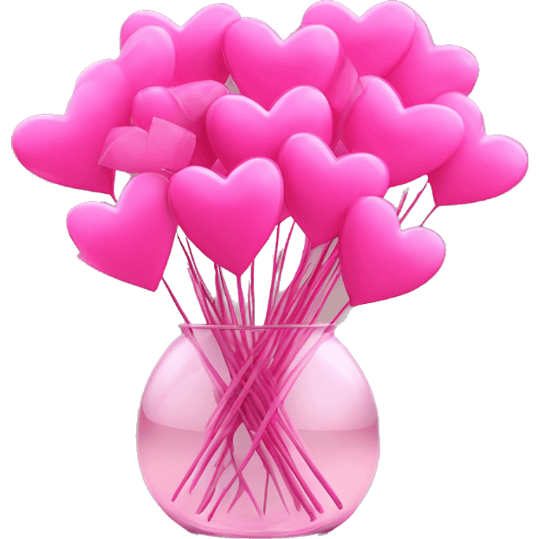 10000000 huge pink hearts on stems in a clear glass vase emoji